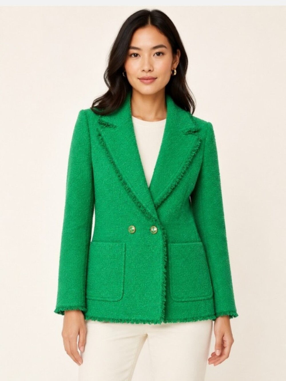 Kate Spade Emerald Green Tweed Double Breasted Blazer Size 2 NWOT